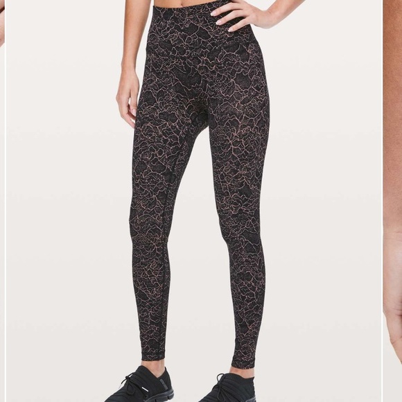 Lululemon Align Pant Full Length 28” Lacescape Spanish Rose Black - Picture 2 of 6